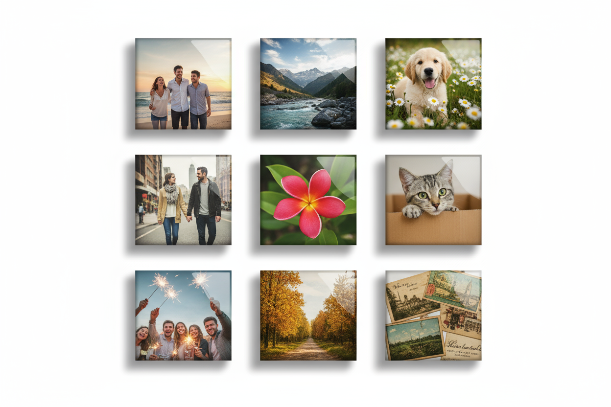 9 square 2x2 Photo Magnets